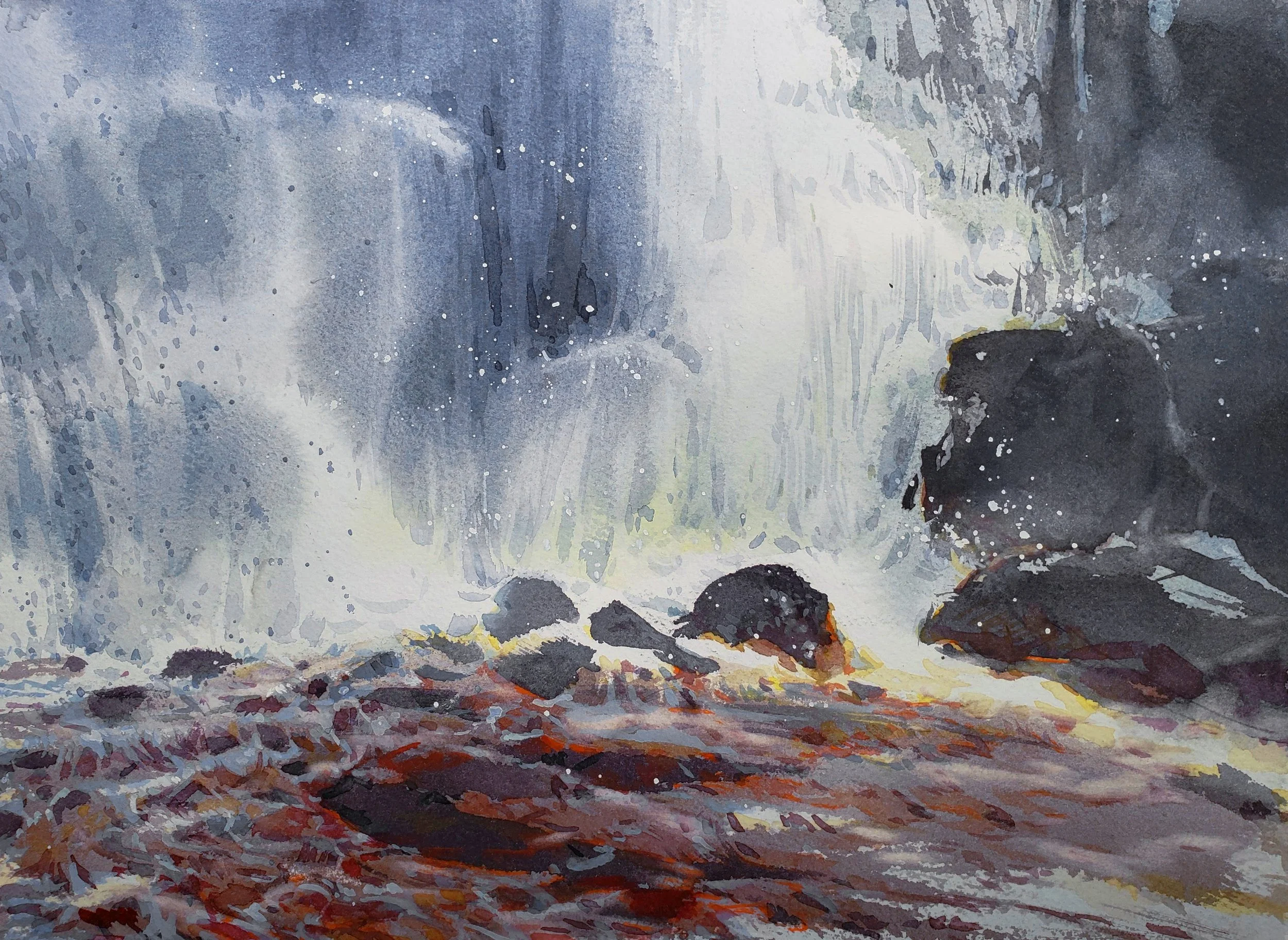 JON ONGKIEHONG 「 PLACE DE COSTA RICA」アート Costa Rica Falls with Fox by Tara Zalewsky-Nease - oil